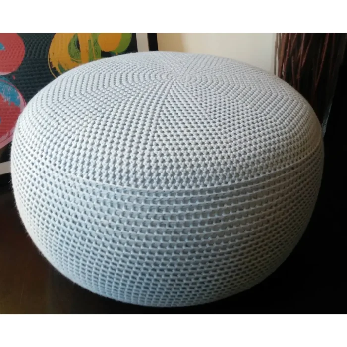 Handmade Crochet Pouf – Ottoman, Footstool, Floor Cushion, Bean Bag, Pillow, Home Decor, Soft & Comfortable - Image 3
