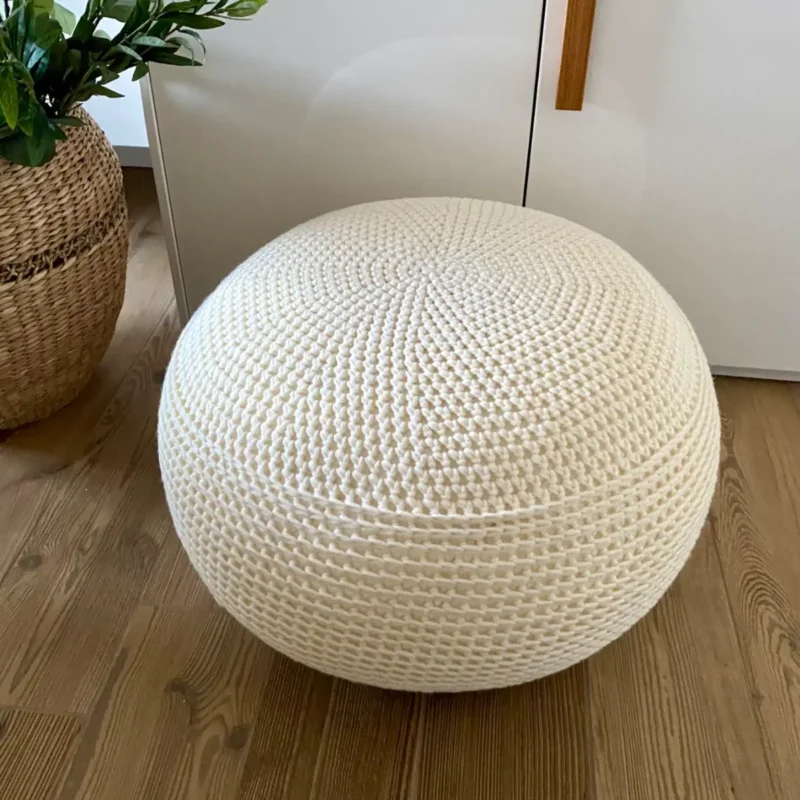 Handmade Crochet Pouf – Ottoman, Footstool, Floor Cushion, Bean Bag, Pillow, Home Decor, Soft & Comfortable