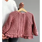 Handmade Crochet Baby And Child Sweater – Pink Bobble Stitch Cardigan