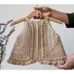 Handmade Crochet Baby & Child Summer Top – Natural Beige Bobble Stitch Halter Blouse - Image 2