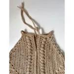 Handmade Crochet Baby & Child Summer Top – Natural Beige Bobble Stitch Halter Blouse - Image 4