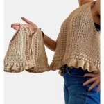 Handmade Crochet Baby & Child Summer Top – Natural Beige Bobble Stitch Halter Blouse