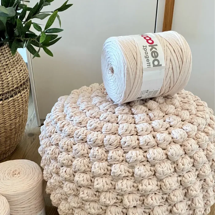 Handmade Crochet Bobble Pouffe – Yarn Pouf Ottoman – Home Decor Pouf - Image 4