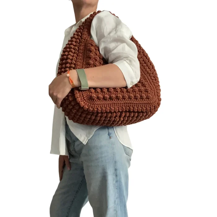 Handmade Crochet Tote Bag – Ferrara Style Shoulder Bag, Large Boho Purse, Summer Beach Bag for Women - Image 3