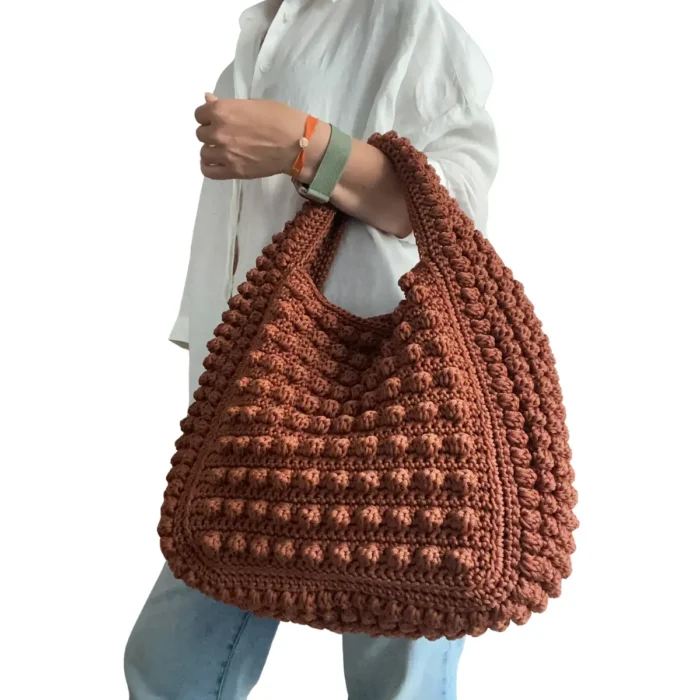 Handmade Crochet Tote Bag – Ferrara Style Shoulder Bag, Large Boho Purse, Summer Beach Bag for Women - Image 1