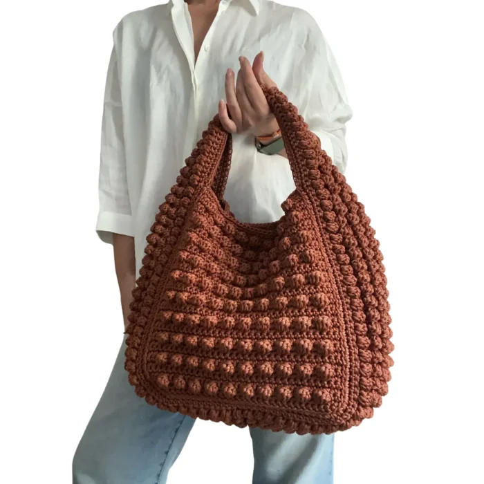Handmade Crochet Tote Bag – Ferrara Style Shoulder Bag, Large Boho Purse, Summer Beach Bag for Women - Image 2